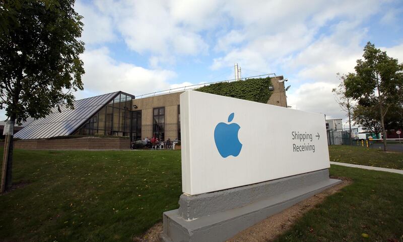 (FILES) This file photo taken on October 2, 2014 shows a view of buildings on The Apple campus in Cork, southern Ireland.
The Irish government has reached an agreement with Apple to start collecting the 13 billion euros ($15 billion) owed by the tech giant, it announced December 4, 2017. / AFP PHOTO / PAUL FAITH