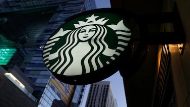 FILE PHOTO: A Starbucks sign is show on one of the companies stores in Los Angeles, California, U. S.  October 19,2018.   REUTERS / Mike Blake / File Photo