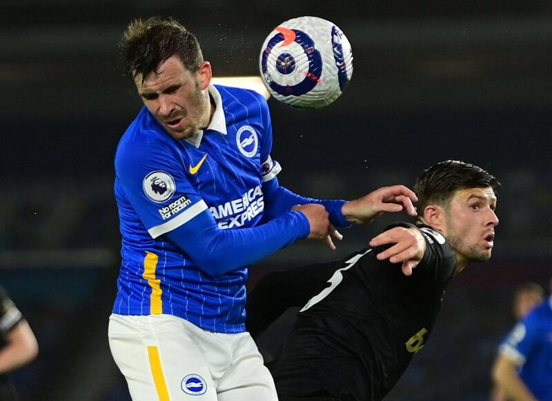 Brighton's Pascal Gross heads the ball. Reuters