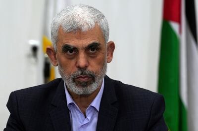 Yehya Sinwar, head of Hamas in Gaza, pictured in Gaza City in 2022. AP
