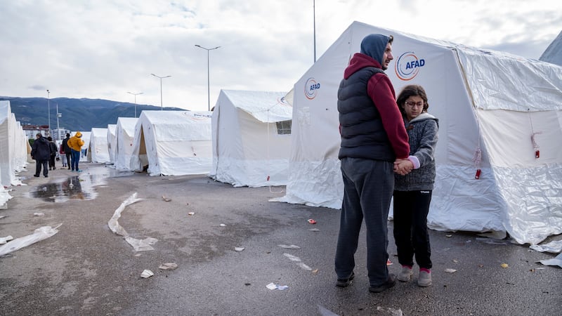 The camp is in the car park of an adventure park and it is a temporary home to about 2,000 people