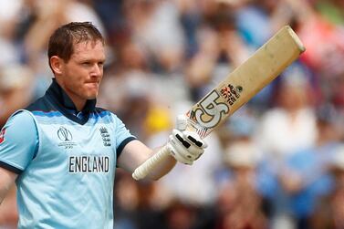 England captain Eoin Morgan scored the 13th century of his international career against Afghanistan on Tuesday. Jason Cairnduff / Reuters