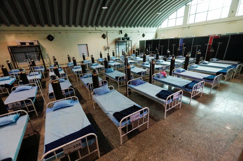 Beds with oxygen support are seen at a recently constructed quarantine facility for patients diagnosed with coronavirus disease in Mumbai, India. Reuters