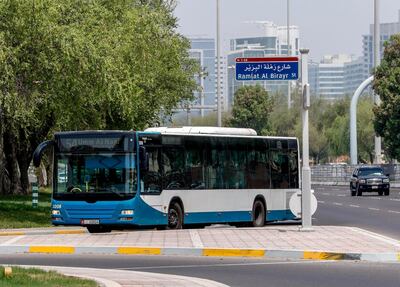 Abu Dhabi, U.A.E., July 11, 2018.  Stock photos of transportation - public buses, bus waiting sheds, taxis, passengers, bus ticket machines, mawaqif.   --Abu Dhabi Region Bus Services near the  Carrefour Hypermarket along Sheikh Rasheed Bin Saeed Street. 
Victor Besa / The National
Section: NA
Reporter: