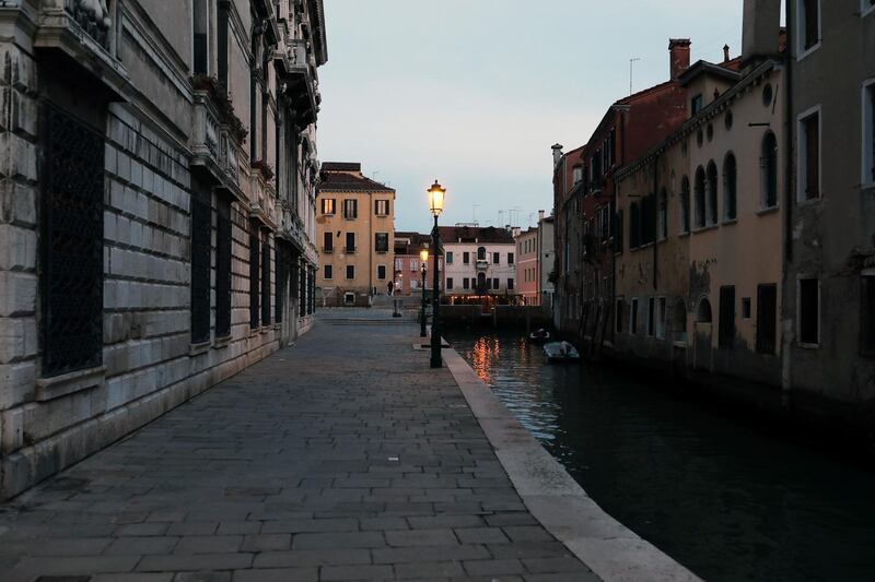 A completely empty fondamenta della Misericordia is seen in Venice, Italy. Getty Images