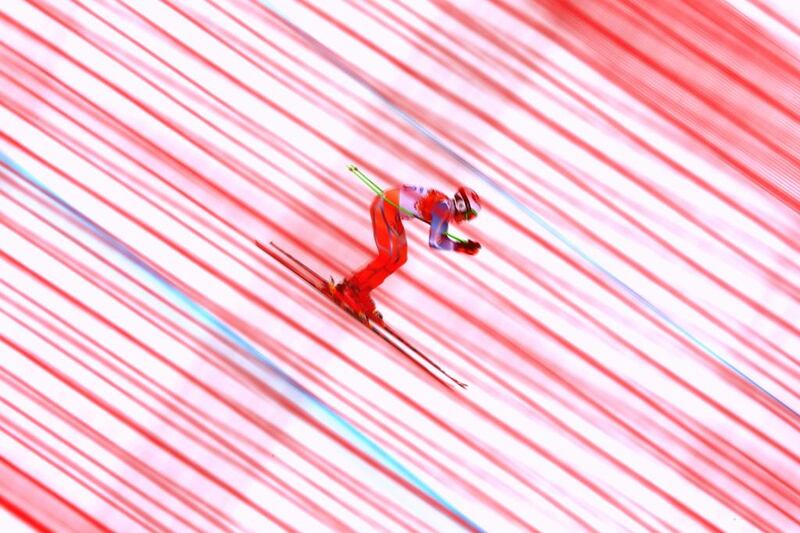 Aleksander Aamodt Kilde of Norway skis during training for the men's alpine skiing at Rosa Khutor Alpine Center on Tuesday in Sochi.  Aelxander Hassenstein / Getty Images