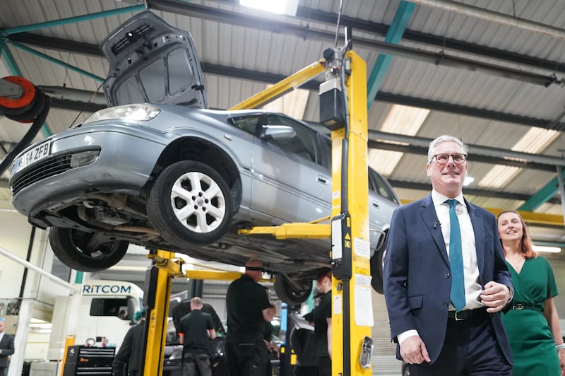 Mr Starmer during a visit to Grimsby Institute, a technical training college in Grimsby. PA