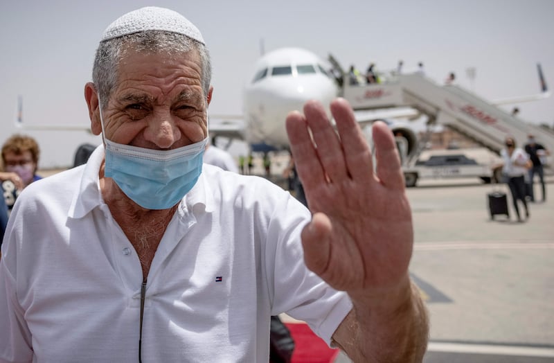 An Israeli tourist arrives in Morocco after taking the first direct commercial flight from Israel on June 25. AFP