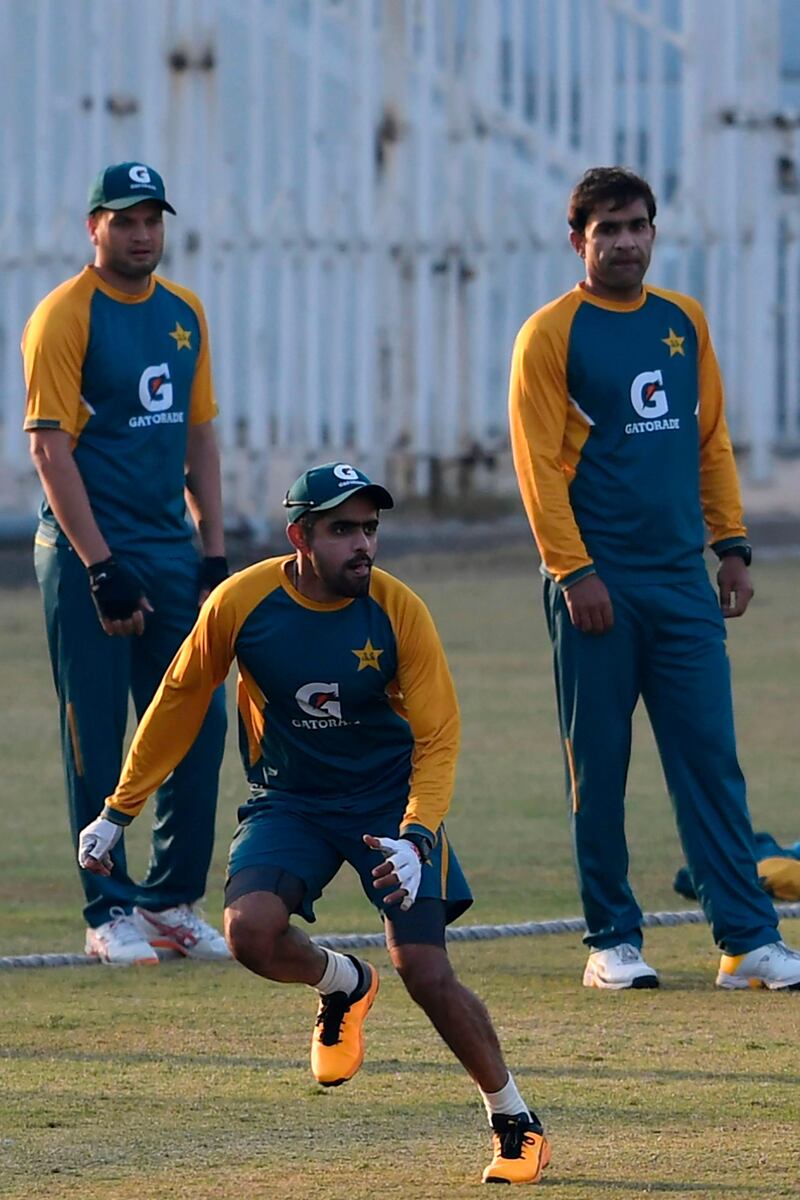 Pakistan captain Babar Azam trains at the Rawalpindi Cricket Stadium. AFP