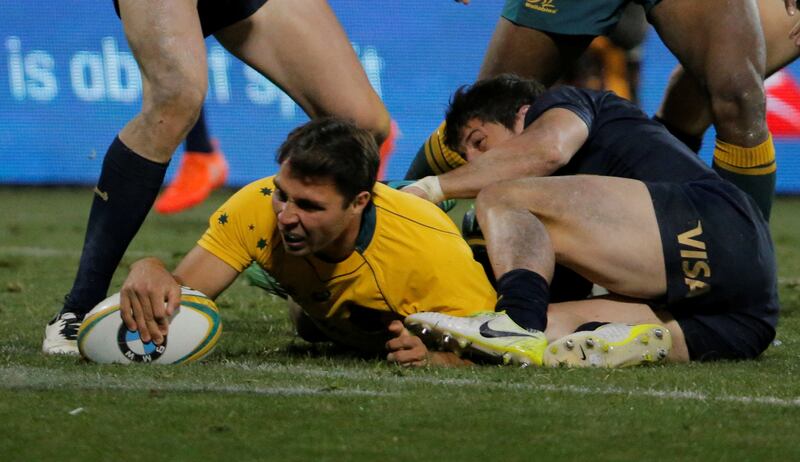 Rugby Union - Championship - Australia Wallabies vs Argentina Pumas - Canberra, Australia - September 16, 2017. Australia's Nick Phipps scores a try. REUTERS/Jason Reed