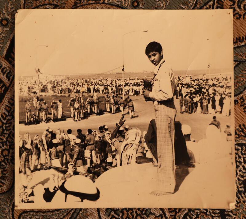 Shaukat pictured with his first camera at celebrations leading to the creation of the UAE on December 2, 1971. The family had driven to Abu Dhabi from Dubai.