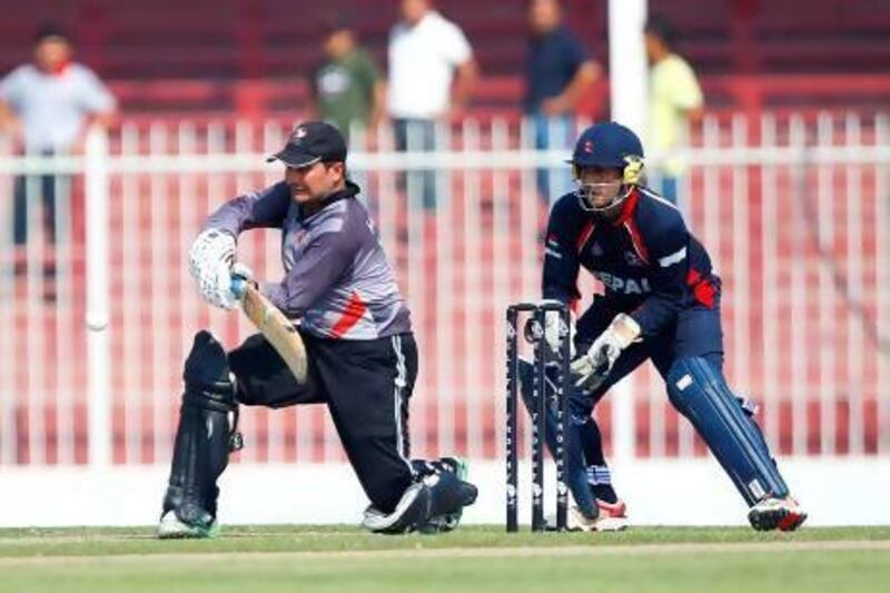 Haroon Iftikhar, playing a shot against Nepal last year, will not feature against Ireland. Jake Badger for The National