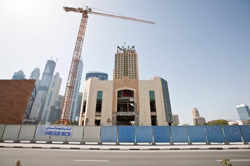 DUBAI, UNITED ARAB EMIRATES,  APRIL 03, 2013. Demolition of the Hard Rock cafe on Sheikh Zayed Road. (ANTONIE ROBERTSON / The National)
