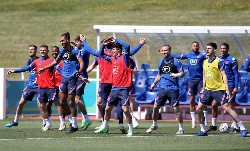 England players during training. PA