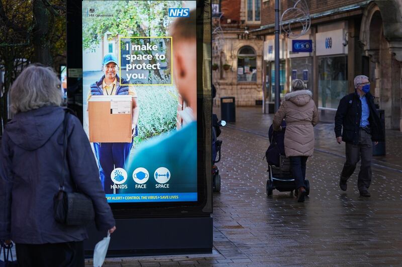 NHS information signs are displayed in Hull city centre. Getty Images