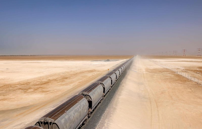 The rail network includes 15 tunnels through the Hajar Mountains with a total length of 16km as well as the construction of 35 bridges and 32 underpasses. Photo: AFP
