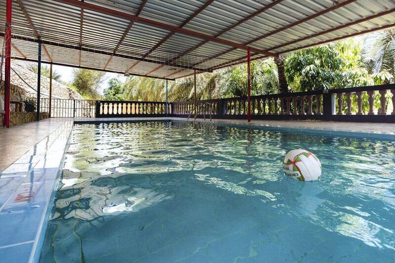 The covered swimming pool at The Reef Farm, Hatta.