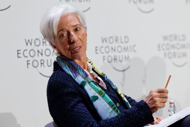 Speaking at Davos on Thursday, European Central Bank president Christine Lagarde highlighted recent more positive economic news for Europe. Bloomberg.