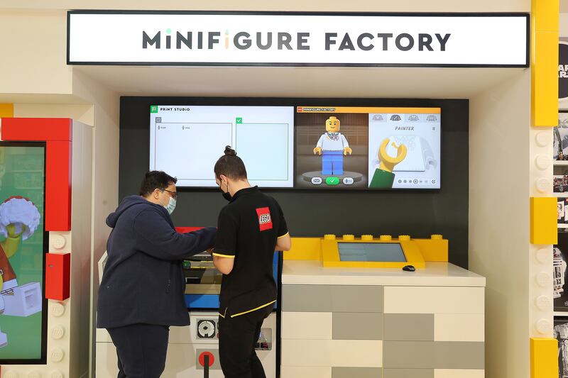 The new Lego Store in The Dubai Mall is home to the region's first Minifigure Factory, which allows visitors to personalise Lego characters. All photos: Pawan Singh / The National