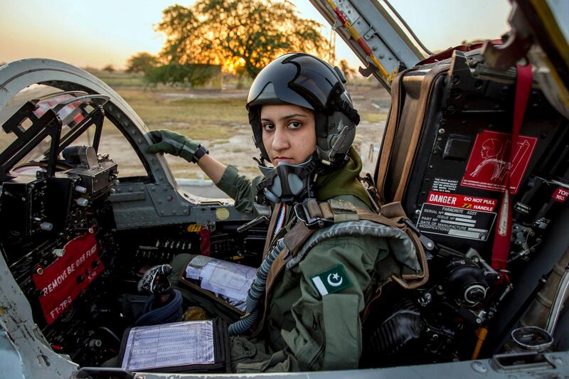Ayesha Farooq, 26, Pakistan's only female war-ready fighter pilot, poses for photograph as she sits in a cockpit of a Chinese-made F-7PG fighter jet at Mushaf base in Sargodha, north Pakistan June 6, 2013. Farooq, from Punjab province's historic city of Bahawalpur, is one of 19 women who have become pilots in the Pakistan Air Force over the last decade - there are five other female fighter pilots, but they have yet to take the final tests to qualify for combat. A growing number of women have joined Pakistan's defence forces in recent years as attitudes towards women change. Picture taken June 6, 2013. REUTERS/Zohra Bensemra (PAKISTAN - Tags: MILITARY SOCIETY) *** Local Caption ***  ZOH02_PAKISTAN-AIRF_0612_11.JPG