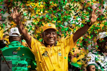 South African President Cyril Ramaphosa at his final campaign rally ahead of May 8th legislative and presidential elections. Gianluigi Guercia / AFP