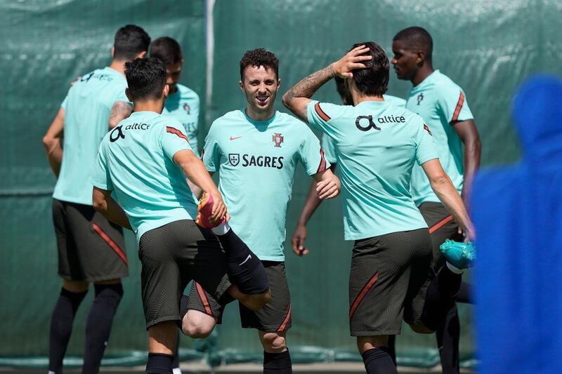 Diogo Jota during a training session at Illovszky Rudolf Stadium. EPA