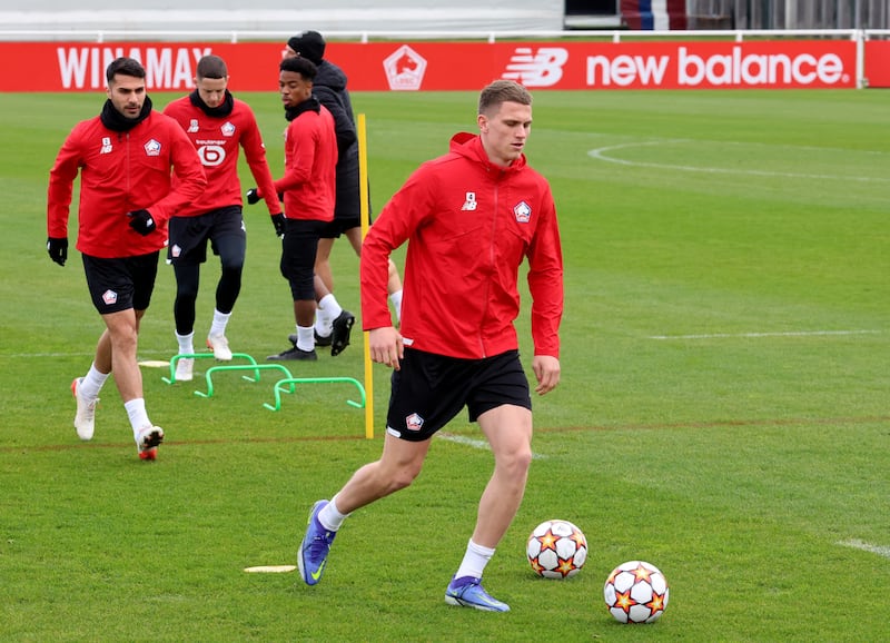 Sven Botman during training for Lille ahead of a Champions League match in March, 200. Reuters