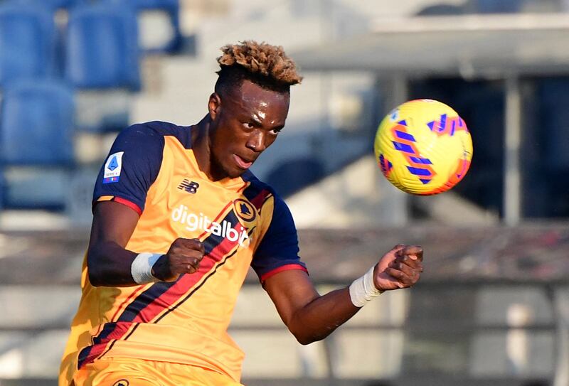 Roma's Tammy Abraham heads the ball. Reuters
