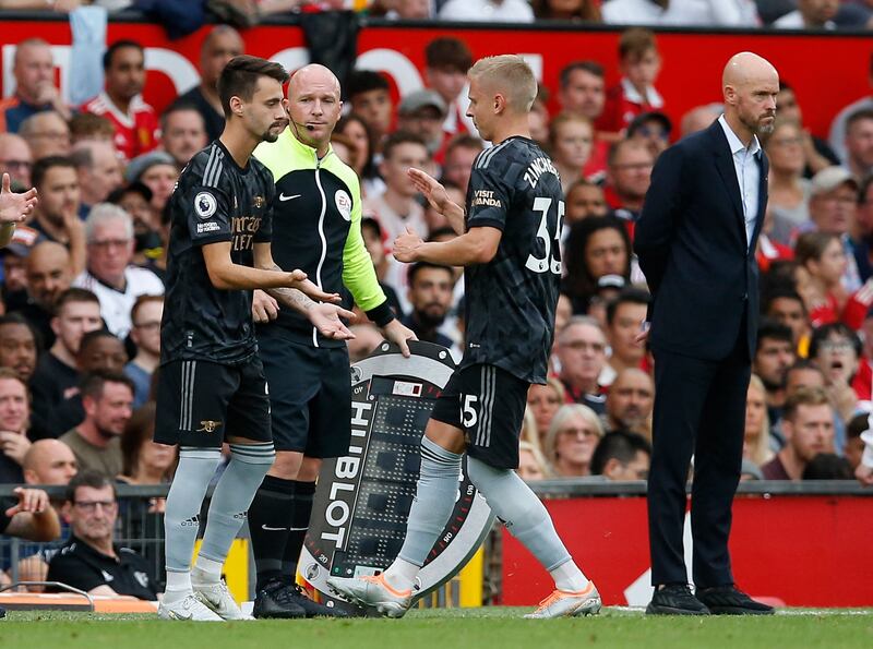 Fabio Vieira (On for Zinchenko 74’) 4: Volleyed one shot well over bar from edge of box.