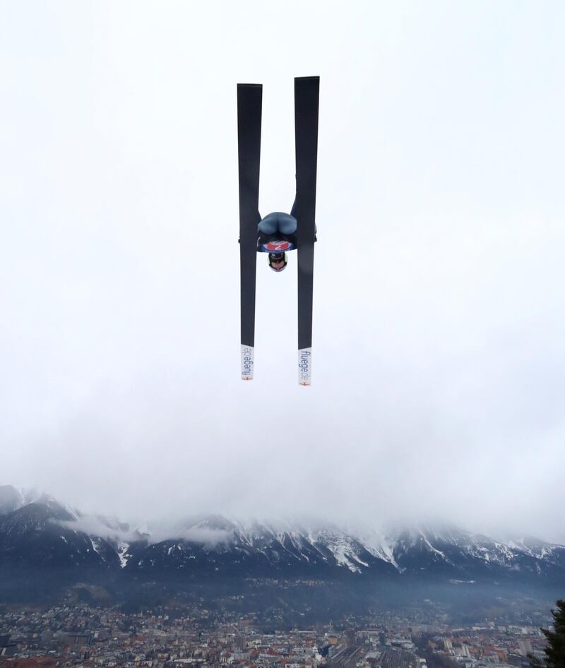 Timi Zajc of Slovenia during the third stage of the 68th Four Hills Tournament ski jumping competition in Innsbruck, Austria, on Saturday, January 4. AP