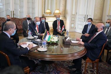 Egyptian, Iraqi and Jordanian foreign ministers met in Cairo to discuss economic cooperation and regional issues of mutual interest. EPA