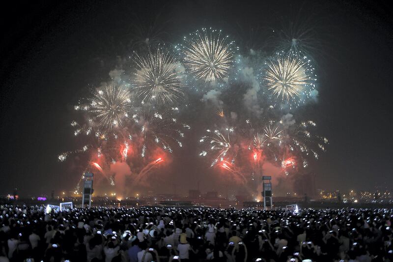 Dubai, 01, September, 2017: Fireworks display to celebrate Eid Al Adha at the Festival City in Dubai. ( Satish Kumar /  For The National ) St