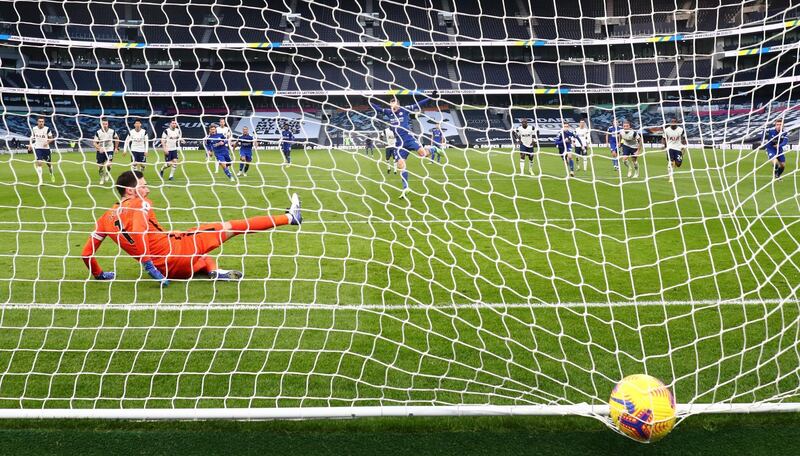 Leicester City's Jamie Vardy scores their first goal from the penalty spot. Reuters