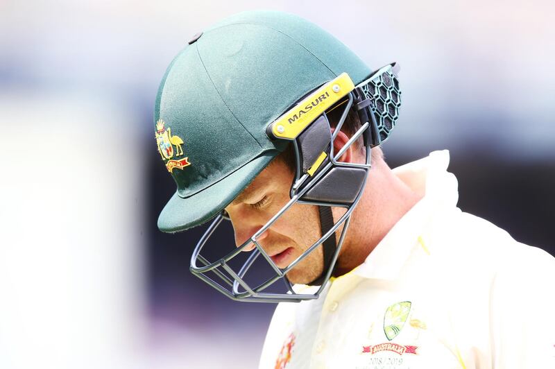 Tim Paine of Australia looks dejected after defeat after his dismissal during day three of the Third Test match in the series between Australia and India at Melbourne Cricket Ground on December 28, 2018 in Melbourne, Australia. Getty Images