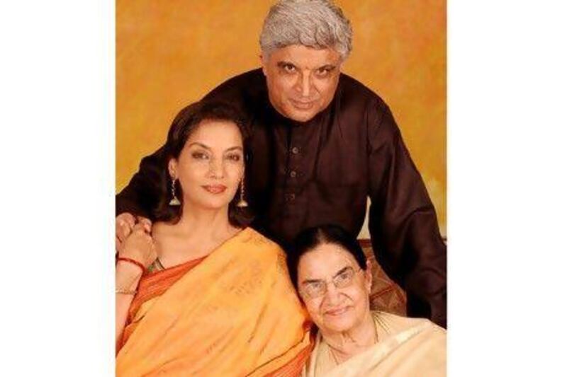 The theatrical production Kaifi Aur Main, about the famous Urdu poet Kaifi Azmi, is based on a book by his wife Shaukat Azmi (front right) and is performed by their daughter Shabana Azmi (front left) and son-in-law Javed Akhtar.Courtesy Ductac