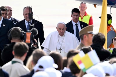 The Pope arrived in Budapest for his first extensive papal visit to Hungary. AFP 