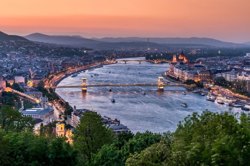 picture of budapest with dune river and parliament. Getty Images