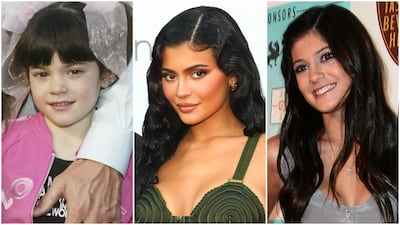 Kylie Jenner has grown up in the public eye, seen here in 2000, 2021 and 2010. Getty Images, AFP 
