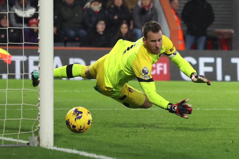 BOURNEMOUTH RATINGS: Stress-free opening 45 minutes with only two long-range efforts drilled straight at him to deal with. No chance with any of the goals after the break, which were all tidy finishes with defence torn apart. AP
