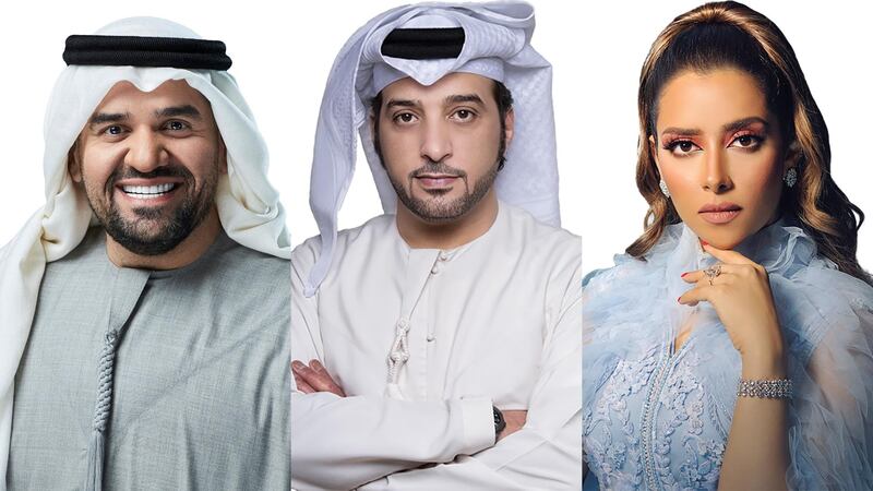 Emirati stars Hussain Al Jassmi, Eida Al Menhali and Balqees Fathi will perform at the opening ceremony of the Asian Cup. Courtesy Asian Cup