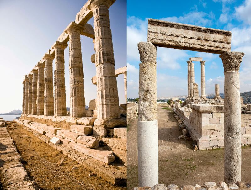 LEFT: Temple of Poseidon in Athens, Greece

RIGHT: Amman, 'Amman, Jordan, Middle East.

Getty Images