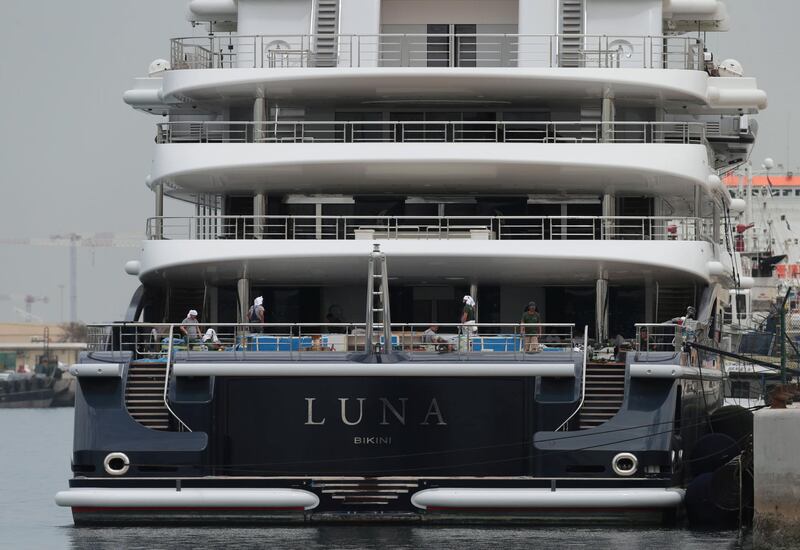 Superyacht Luna owned by Russian billionaire Farkad Akhmedov is docked at Port Rashid in Dubai, United Arab Emirates March 28, 2019. REUTERS/Christopher Pike