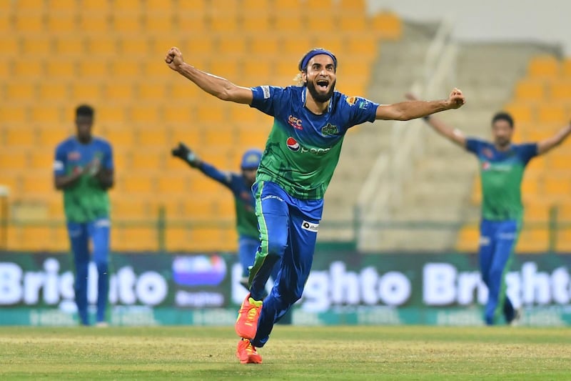 Imran Tahir picked up three wickets as Multan Sultans defeated Peshawar Zalmi in the PSL 2021 final in Abu Dhabi. Courtesy PSL