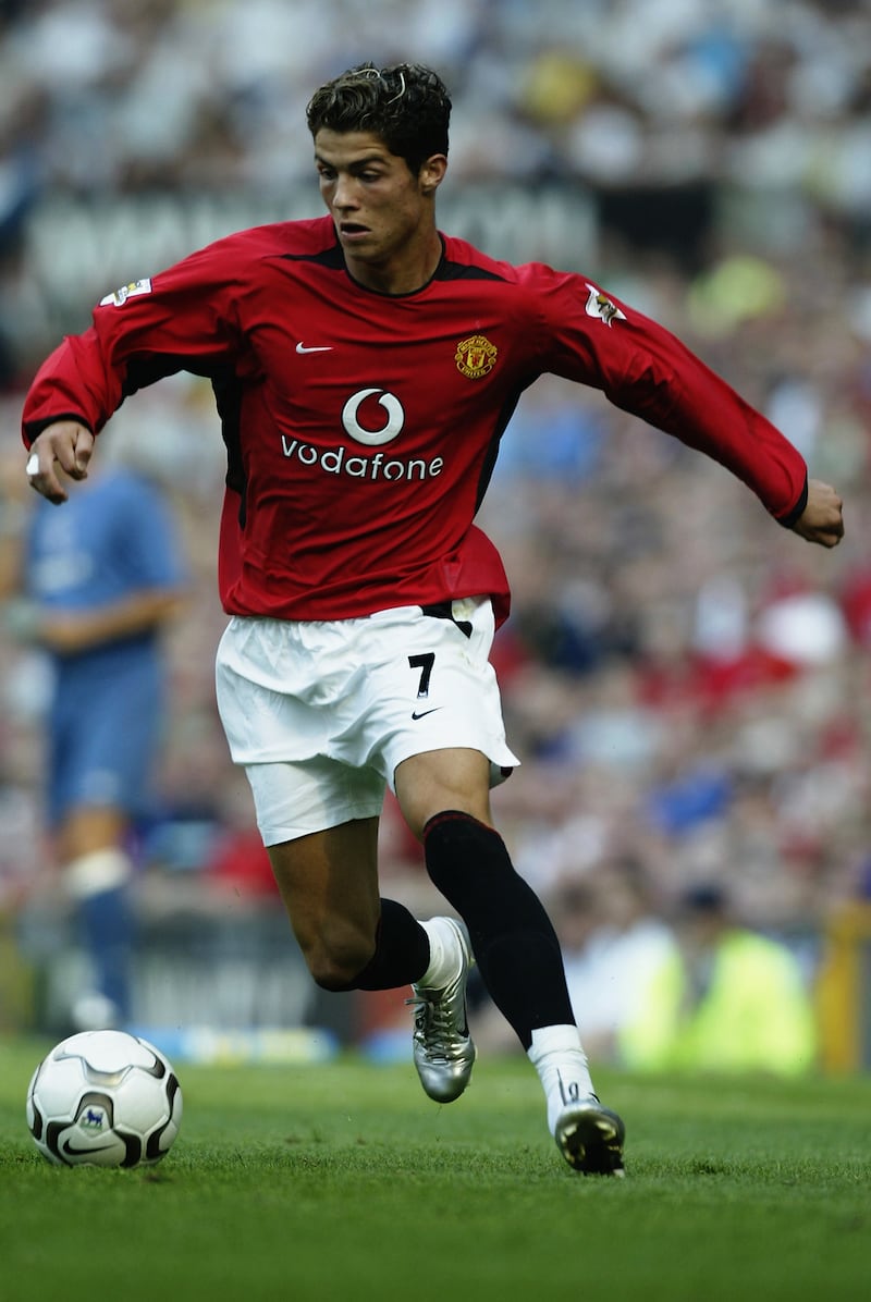 Cristiano Ronaldo makes his debut for Manchester United in August 2003. Getty Images