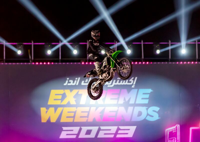 Extreme Weekends, which features gravity-defying performances by professional motorcyclists and car drifters, has returned to the annual Sheikh Zayed Festival. All photos: Chris Whiteoak / The National