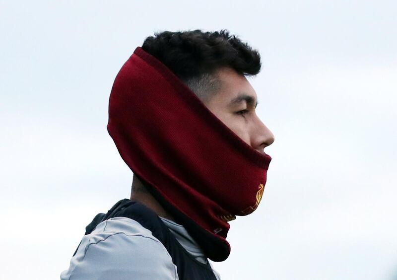 Liverpool's Roberto Firmino during training on Monday. Reuters