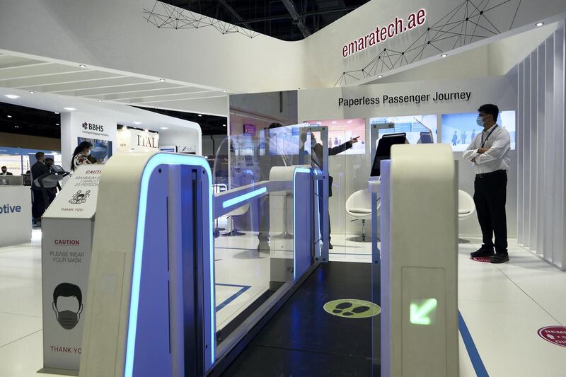 New biometric system for the airports launched at the Dubai Airport show held at Dubai World Trade Centre in Dubai on May 26,2021. Pawan Singh / The National. Story by Kelly