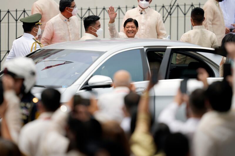 The new Philippines leader arrives at the museum. AP