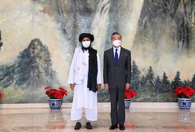 Last month, Chinese Foreign Minister Wang Yi met with Mullah Abdul Ghani Baradar in Tianjin. AFP