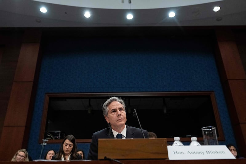 US Secretary of State Antony Blinken speaks before a House Foreign Affairs Committee hearing on Capitol Hill. Getty / AFP